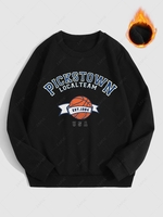 Sweat-Shirt à Col Ras-de-Cou en Molleton Motif Basket et Inscription Graphique Xl Noir