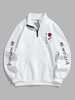 Sweat-Shirt à Col Ras-de-Cou en Molleton Motif Rose avec Fermeture Éclair Xl Blanc