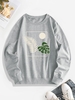 Sweat-shirt à Col Rond à Imprimé Feuille Lune Graphique L Gris