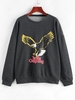 Sweat-shirt à Imprimé Aigle et Lettre à Épaules Tombantes L Gris foncé