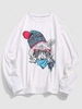 Sweat-shirt à Imprimé Animal de Dessin Animé L Blanc