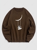 Sweat-shirt à Imprimé Astronaute et Lune L Café profond
