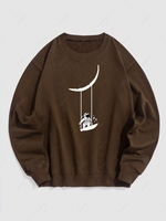 Sweat-shirt à Imprimé Astronaute et Lune L Café profond