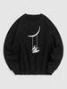 Sweat-shirt à Imprimé Astronaute et Lune M Noir