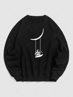 Sweat-shirt à Imprimé Astronaute et Lune M Noir