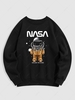 Sweat-shirt à Imprimé Astronaute Graphique à Doublure en Laine 2xl Noir
