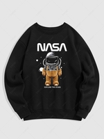 Sweat-shirt à Imprimé Astronaute Graphique à Doublure en Laine 2xl Noir