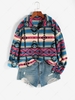 Sweat-shirt à Imprimé Aztèque Ethnique à 1 / 4 Zip en Laine L Multi a
