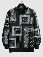 Sweat-shirt à Imprimé Ethnique Cachemire Pois L Noir