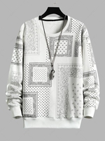 Sweat-shirt à Imprimé Ethnique Cachemire Pois S Blanc