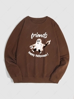 Sweat-shirt à Imprimé Fantôme à Lettre Xxl Café profond