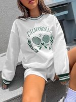 Sweat-shirt à Imprimé Lettre "CALIFORNIA" avec Doublure en Peluche L Blanc