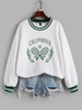 Sweat-shirt à Imprimé Lettre "CALIFORNIA" avec Doublure en Peluche M Blanc
