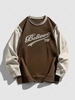 Sweat-shirt à Imprimé Lettre en Blocs de Couleurs Fausse Deux Pièces Style de Blokecore L Café profond