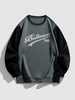 Sweat-shirt à Imprimé Lettre en Blocs de Couleurs Fausse Deux Pièces Style de Blokecore Xl Gris carbone