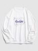 Sweat-shirt à Imprimé Lettre et Ligne à Épaules Tombantes 4xl Blanc