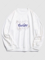 Sweat-shirt à Imprimé Lettre et Ligne à Épaules Tombantes 4xl Blanc