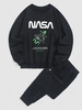Sweat-shirt à Imprimé Lettre Fusée L Noir