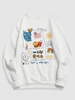 Sweat-shirt à Imprimé Lettre Point de Boutonnière Graphique en Laine S Blanc