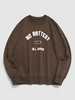 Sweat-shirt à Imprimé Lettres L Café profond
