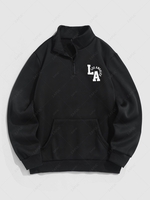Sweat-shirt à Imprimé Los Angeles à Demi-Zip L Noir