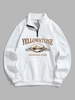 Sweat-shirt à Imprimé Montagne YELLOWSTONE avec Doublure en Molleton L Blanc