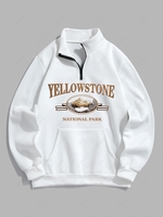 Sweat-shirt à Imprimé Montagne YELLOWSTONE avec Doublure en Molleton L Blanc