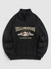 Sweat-shirt à Imprimé Montagne YELLOWSTONE avec Doublure en Molleton L Noir