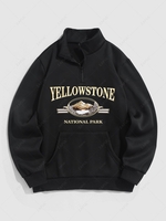 Sweat-shirt à Imprimé Montagne YELLOWSTONE avec Doublure en Molleton L Noir