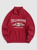 Sweat-shirt à Imprimé Montagne YELLOWSTONE avec Doublure en Molleton L Rouge