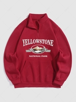 Sweat-shirt à Imprimé Montagne YELLOWSTONE avec Doublure en Molleton L Rouge