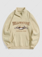 Sweat-shirt à Imprimé Montagne YELLOWSTONE avec Doublure en Molleton M Café lumière