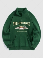 Sweat-shirt à Imprimé Montagne YELLOWSTONE avec Doublure en Molleton M Vert profond