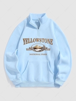 Sweat-shirt à Imprimé Montagne YELLOWSTONE avec Doublure en Molleton S Bleu