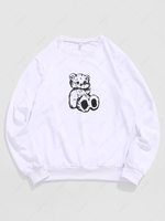 Sweat-shirt à Imprimé Ours Dessin Animé Xl Blanc