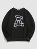 Sweat-shirt à Imprimé Ours Dessin Animé en Laine Xl Noir