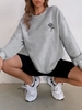 Sweat-shirt à Imprimé Rose à Col Rond Xl Gris