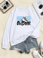 Sweat-shirt à Imprimé Soleil et Montagne pour Extérieur Xxl Blanc