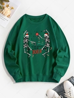 Sweat-shirt à Imprimé Squelette et Sapin de Noël Xl Vert