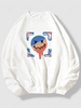 Sweat-shirt à Imprimé Visage à Cou Rond Esthétique Y2K S Blanc