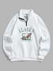 Sweat-shirt à Lettre ALASKA et Aigle Graphique Thermique à Doublure avec Zip Style Blokecore L Blanc