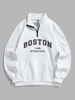 Sweat-shirt à Lettre BOSTON Imperméable Zippé en Molleton L Blanc