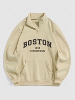 Sweat-shirt à Lettre BOSTON Imperméable Zippé en Molleton Xl Café lumière