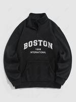 Sweat-shirt à Lettre BOSTON Imperméable Zippé en Doublure Polaire M Noir