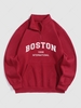 Sweat-shirt à Lettre BOSTON Imperméable Zippé en Doublure Polaire Xl Rouge