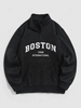 Sweat-shirt à Lettre BOSTON Imperméable Zippé en Doublure Polaire Xxl Noir