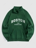 Sweat-shirt à Lettre BOSTON Imperméable Zippé en Doublure Polaire Xxl Vert profond