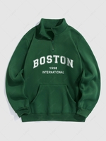 Sweat-shirt à Lettre BOSTON Imperméable Zippé en Doublure Polaire Xxl Vert profond