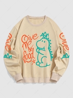 Sweat-shirt à Lettre et Dinosaure de Dessin Animé Xl Café lumière