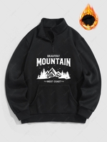 Sweat-shirt à Lettre et Flamme à Doublure en Molleton L Noir